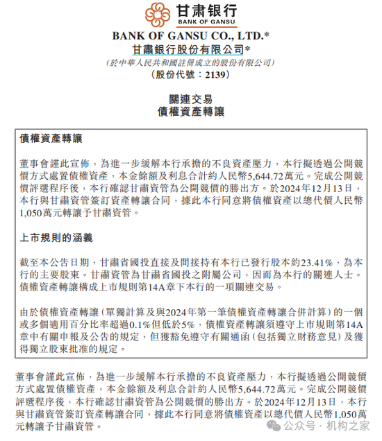 预亏超三千万转让不良资产！甘肃银行资产质量承压、业绩急转直下